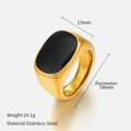 Men's 13mm gold and black stainless steel ring with polished finish and enamel inlay - US7 (Perimeter 54mm) / Gold Black