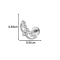 Silver titanium moon-shaped zircon stud earring with measurements 0.49cm by 0.95cm - Crescent Cluster (T2582-7#) / Silver