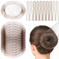 Haarstylingset met bruine onzichtbare haarnetjes en gouden U-vormige haarpinnen - 20 bruine netten + 40 U-pinnen / Bruin