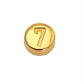 18K gold-plated stainless steel round bead featuring engraved number 7 for DIY jewelry - Number 7 (SP459G-7)