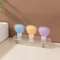 Tres botellas de viaje de silicona de 90ml en azul, amarillo y púrpura con soporte claro - Colores Mezclados / 60ML / Juego de 3 / Con Pegatinas