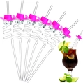 Disco ball straw set with mini pink cowboy hats for cocktail party decoration and events - Silver Ball With Cowboy Hat (Single Price)