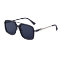 Vintage square sunglasses for men featuring a black matte frame and gold metal temples - C1 Matte Black Gold/Full Gray