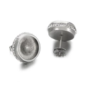 Sparkling silver titanium steel stud earring settings with zircon halo for DIY jewelry making - Steel Style 1 (KLJ4145-Z)