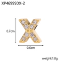 Gold plated letter X charm pendant with micro paved sparkling zircon stones - Drilled And Diamond-set Letter X (hole Inner Diameter 0.2cm)