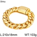 Bracciale a catena cubana dorata da 18mm, lunghezza 210mm con chiusura a fibbia quadra - Oro Lucido KB51677-D