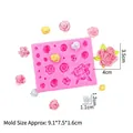 Moule en silicone rose pour décors de gâteaux en forme de roses et pivoines 9,1x7,5x1,6cm - Combinaison Multi-Roses (15-699) / Rose