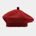 Classic dark red knitted beret hat for women featuring a textured fuzzy surface finish - One Size / Burgundy