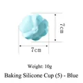 Blue flower-shaped silicone baking mold for cakes and muffins, 7cm diameter size - Round Petal Shape-Blue