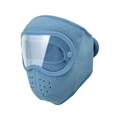 Fog blue thermal fleece face mask with detachable clear safety goggles for winter riding - Plain Style / Blue