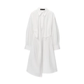 Robe chemise minimaliste en coton blanc à manches longues et ourlet asymétrique - XS / Blanc