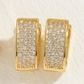Luxurious 14K gold plated rectangular earrings featuring brilliant pavé-set cubic zirconia - 14K Gold White Zircon