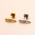Clou d'oreille en acier chirurgical avec zircons incurvés en doré et argenté - 3# Arc Incurvé (Couleur Argent)