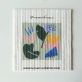 Absorbent wood pulp cellulose sponge cleaning cloth with geometric plant pattern on white - Quiet Color Blocks