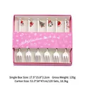 Christmas dessert fork set of 6 in pink gift box featuring Santa and reindeer charms - Christmas Pendant Gift Box (silver 6-pronged)