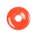 Polished natural red agate stone donut pendant with unique marble texture patterns - Red Jasper
