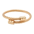 Elegante roségouden roestvrijstalen kabelarmband met cilindrische gegroefde uiteinden - Goud