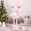 Pink sequined Christmas reindeer doll with telescopic legs and knit sweater decoration - Pink Telescopic Reindeer