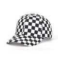Classic baseball cap featuring a black and white checkerboard pattern in cotton fabric - Black and White Checkerboard Style (58#)