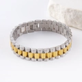 Pulsera para hombre de acero inoxidable bicolor plata y oro, estilo de reloj - Bicolor (Oro y Plata)