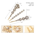 Vista macro dettagliata che mostra dimensioni e incastonatura di strass per un set da 3 mollette - Stile Oro Cuore Grappolo di Fiori (HS-J6449G)
