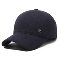 Berretto da baseball maschile in lana blu scuro con fodera termica e dettaglio Z in metallo - Regolabile / Blu navy