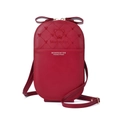 Vista dettagliata della borsa a tracolla rossa con grazioso fiocco e impuntura orecchie di topo. - Stile Orsetto 2 / Rosso