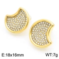 Pendientes de media luna dorados con diamantes de imitación brillantes 18x16mm - Estilo de Media Luna con Diamantes / Dorado (KE113773-KFC)