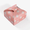 Pink square paper gift box with white polka dots and unique top folding closure - Pink Polka Dot (No Ribbon)