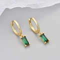 Detailansicht von S925 Sterling Silber Ohrringen mit grünem Zirkonia Steinbesatz - Kupfer / Gold Grün Zirkonia