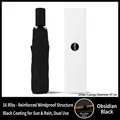 Obsidian black automatic folding umbrella with 16 ribs and 97cm diameter span - [16-rib Double-rib + Reinforced Version] 8k Fully Automatic Sun And Rain Umbrella Obsidian Black. / Gift Box Not Included
