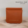 Mocha brown PU leather camellia coin purse with gold metal snap closure, small size - Small / Mocha Brown