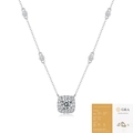925 silver moissanite pendant necklace with GRA certificate on white background - Square Halo Setting Style (N13030) - 1ct (With GRA Certificate)