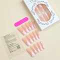 Roze French press-on nagelset met bloemmotieven, parels, plakstrips en een nagelvijl - Roze Franse 3D Bloemen Parel Stijl (XG-70-44)