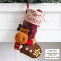 Large Christmas stocking featuring 3D reindeer doll and Merry Christmas text decor - Merry Christmas Reindeer Stocking