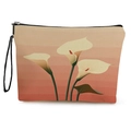Pochette trucco floreale con stampa di calle, sfumatura arancione e cinturino da polso - 17*25cm (Con Fettuccia) / Stampa Giglio Calla (Stile 4)