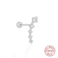 925 sterling silver curved earring featuring multiple sparkling round cubic zirconia studs - #31 Curved Diamonds / Platinum-Single