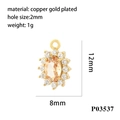 Dettaglio di un ciondolo ovale in rame placcato oro con zirconi colorati e dimensioni - Ciondolo champagne ovale(P03537)