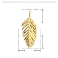 Detailed size parameter view of the gold hammered leaf pendant in stainless steel - YE184-Gold Feather Leaf