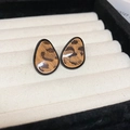 Macro shot of leopard print teardrop stud earrings in a beige velvet jewelry box - 24# Silver Needle - Brown - Teardrop