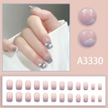 Romantische blush cloud plaknagels met 3D-gradiënt en sterrenstelsel ontwerp, 24-delig set - Roze Paars Gradiënt Wolk Stijl (A3330)