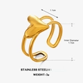 Adjustable heart-shaped stainless steel open ring in a polished golden finish - Heart Open Style / Gold