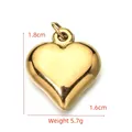 Polished golden heart pendant charm in stainless steel with 1.8cm by 1.6cm dimensions - BXGPJ107-Heart Shaped Pendant