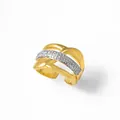 Adjustable 18k gold plated criss cross ring for women with micro-pave white zircon accents - Style B-Simple Thin Line Crisscross Pave