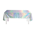 Rectangular iridescent laser silver tablecloth for kids birthday party decoration - 54x72 Inch / Laser Silver