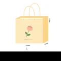 Large pale yellow gift bag with pink tulips and 'Always Thank You' text, set of 3 pieces - L Yellow Floral Collection / L Size (30x27x12cm)
