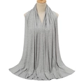 Solid grey mercerized cotton scarf for women with soft drape and versatile long wrap design - Light Heather Grey