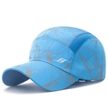 Blue quick-dry breathable mesh baseball cap with grey geometric print and silver logo - Adjustable / Lake Blue