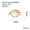 Makro-Detail von MOM-Verbinder mit bunten Zirkoniasteinen und präzisen Maßen - Rechteck MOM-P00616