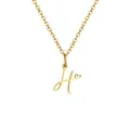 Golden stainless steel necklace featuring a cursive letter H pendant with a tiny heart detail - Letter H